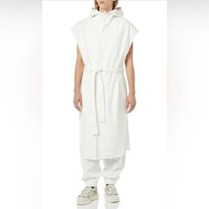 NWT - rare/self All Gender Hooded Tie Front Twill Vest  Color White  Size 5